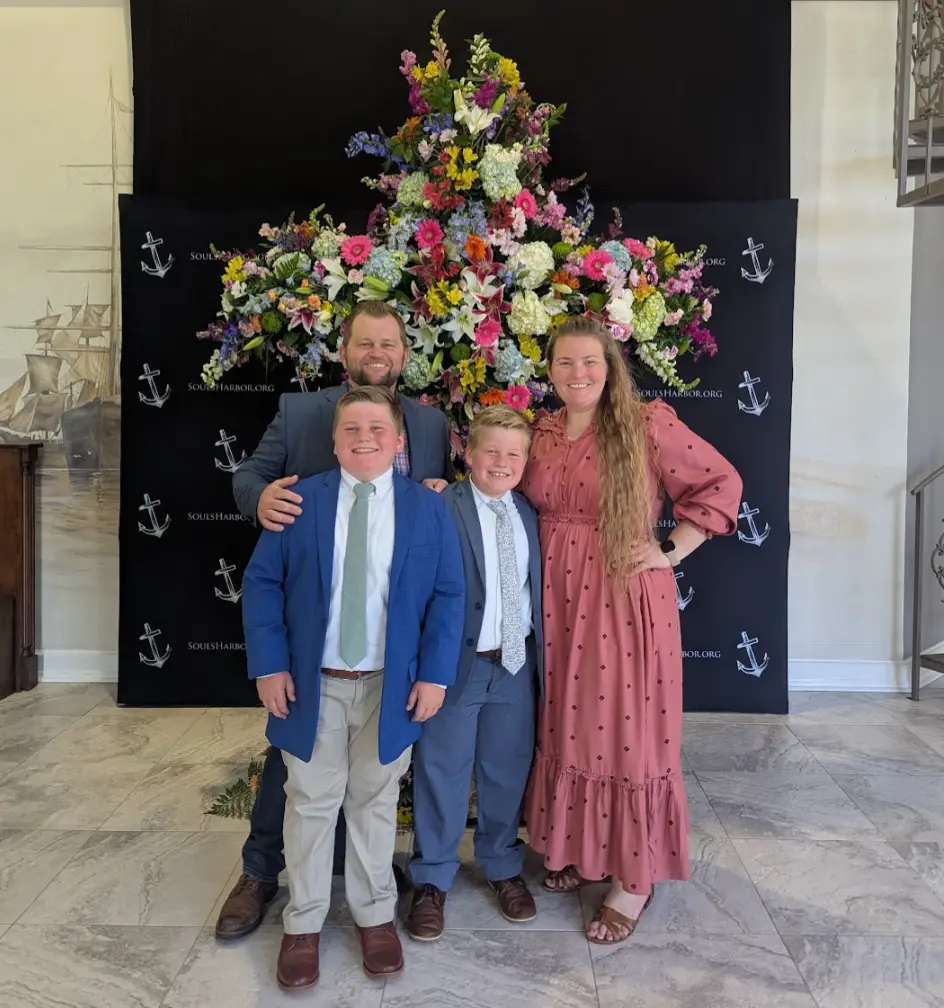 Church members standing together at a church event